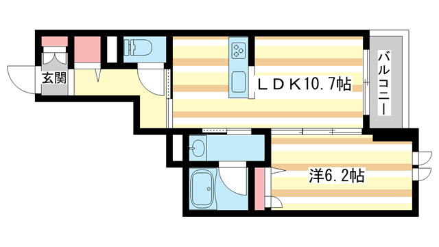 【大和高田市大中東町のアパートの間取り】