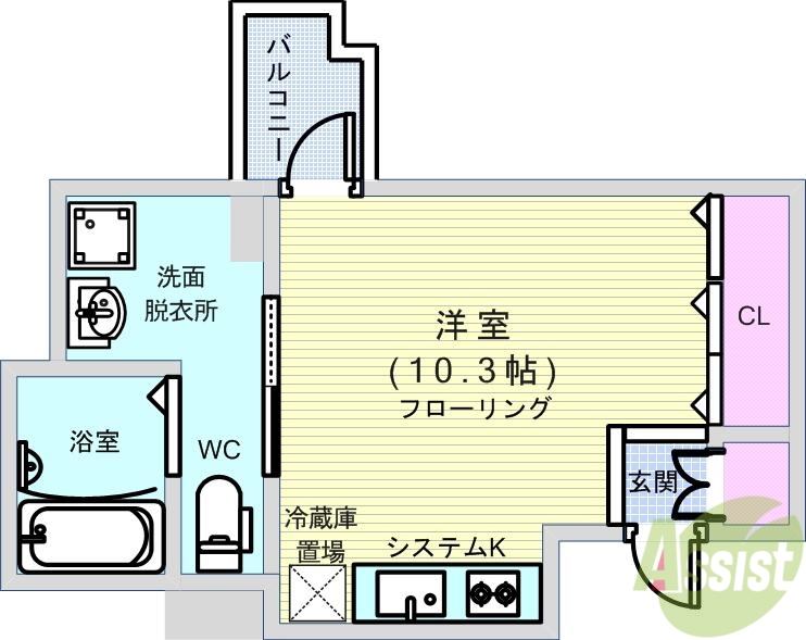 【大阪市西区北堀江のマンションの間取り】