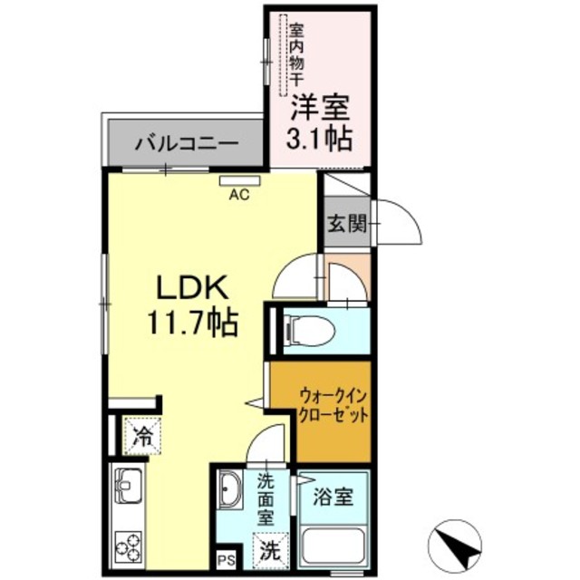 Ｄ－ｒｏｏｍ下大利駅前の間取り