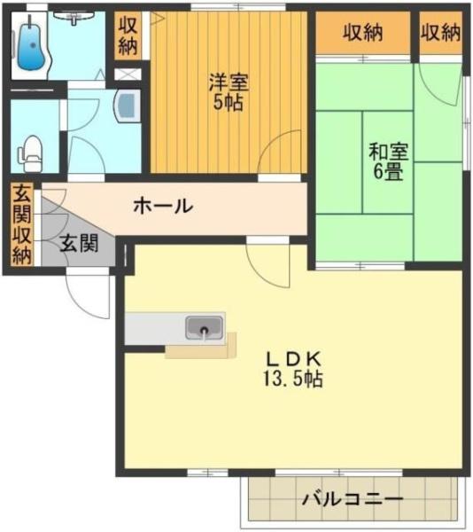 八王子市下柚木のアパートの間取り