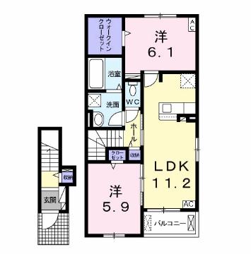 マーサＫ　Ａ棟の間取り