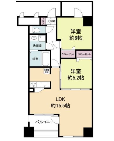 福岡市中央区舞鶴のマンションの間取り