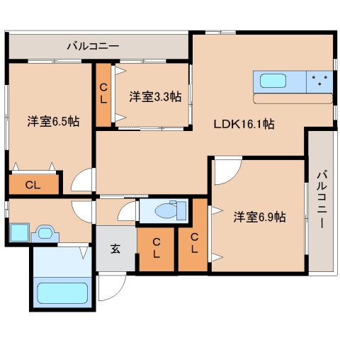 木津川市木津のアパートの間取り