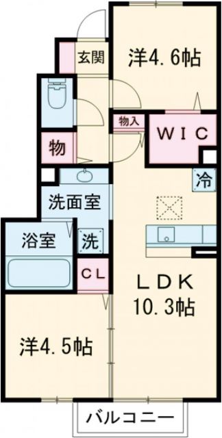 コスモ木屋瀬　A棟の間取り