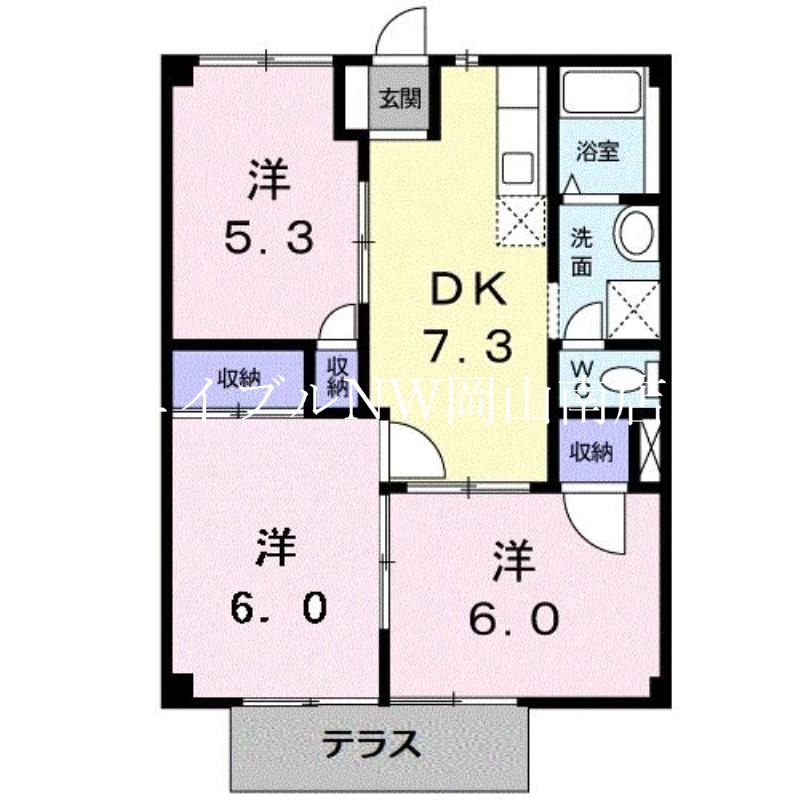 玉野市東高崎のアパートの間取り