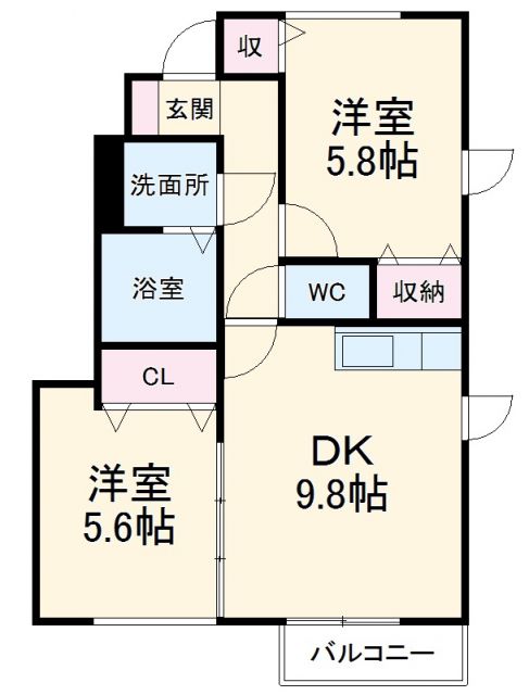 【藤岡市下栗須のアパートの間取り】