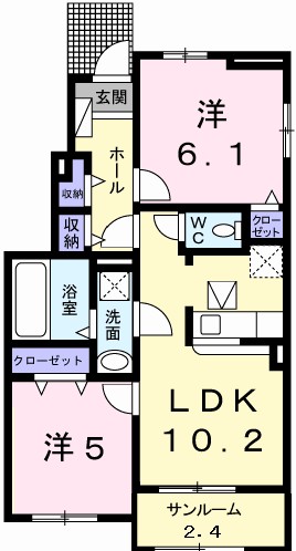 姫路市網干区坂上のアパートの間取り