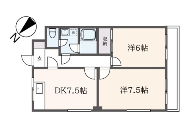 稲城市東長沼のマンションの間取り