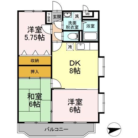 鹿児島市武のマンションの間取り