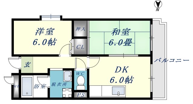 東大阪市森河内東のマンションの間取り