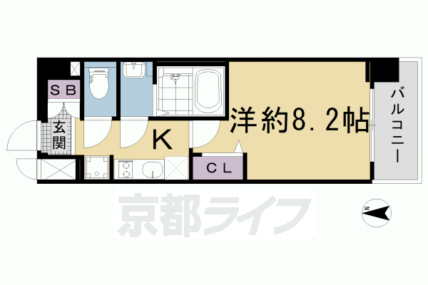 京都市南区東九条宇賀辺町のマンションの間取り