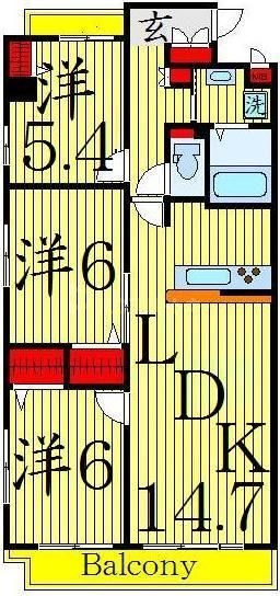 足立区谷在家のマンションの間取り