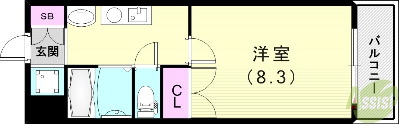 【尼崎市築地のマンションの間取り】