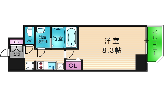 プレサンス谷町九丁目駅前の間取り