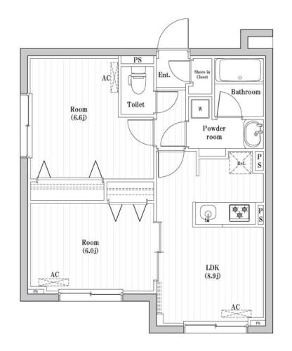 渋谷区本町のマンションの間取り