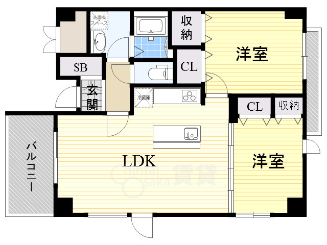 吹田市五月が丘西のマンションの間取り