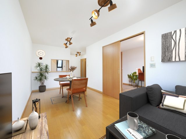 居室・リビング　CGで家具等を配置したもので家具等は含まれません