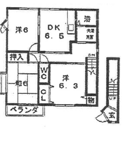 名鉄西尾線 上横須賀駅 徒歩9分 2階建 築25年の間取り写真