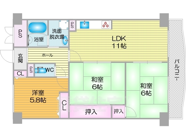 シャルマンハイツ住之江の間取り写真