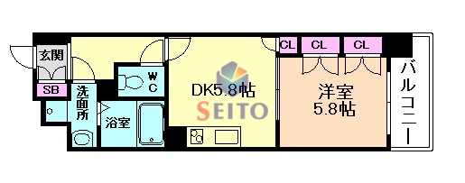 ＪＲ東西線 海老江駅 徒歩1分 13階建 築5年の間取り写真
