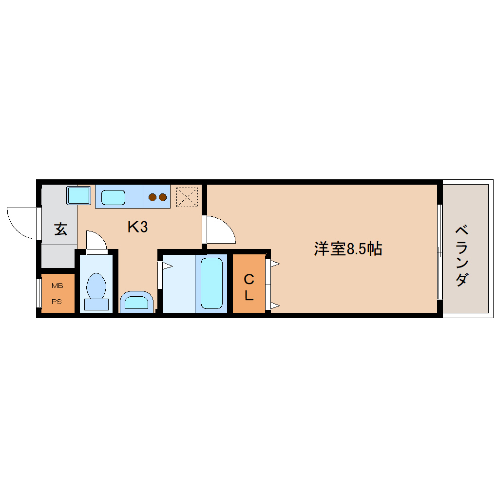 近鉄奈良線 富雄駅 徒歩5分 5階建 築22年の間取り写真