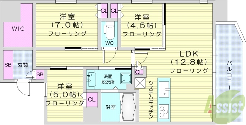 プレミスト仙台西公園の間取り