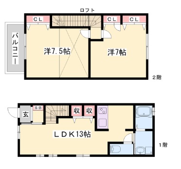 姫路市飾磨区中島のアパートの間取り