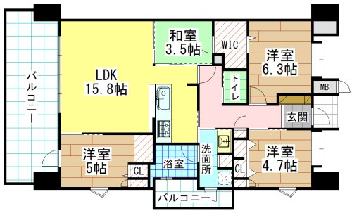 北九州市八幡西区泉ケ浦のマンションの間取り