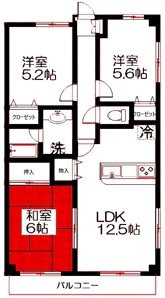 横浜市都筑区茅ケ崎南のマンションの間取り