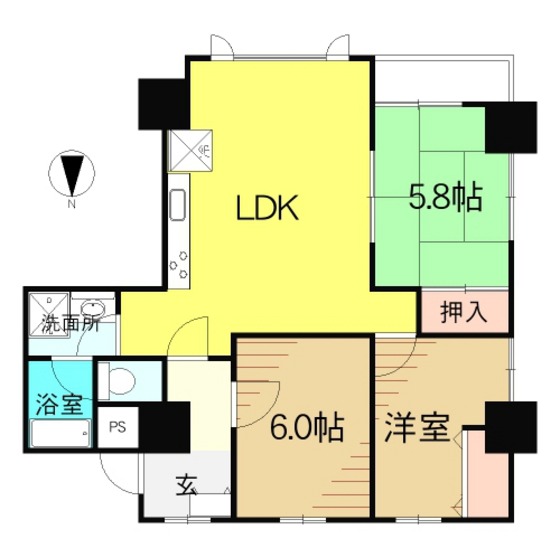 郡山市菜根のマンションの間取り