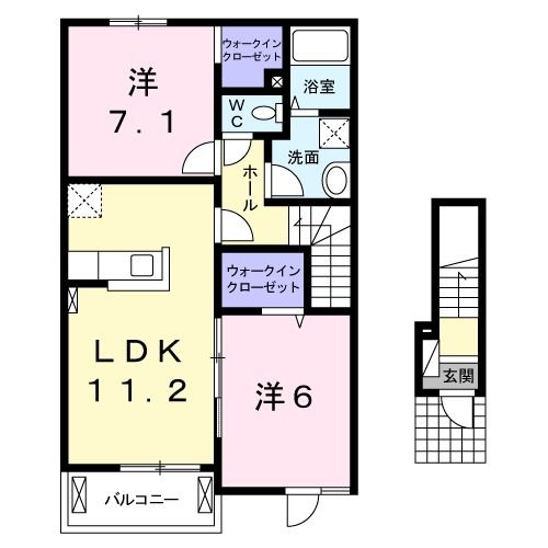 安芸高田市吉田町吉田のアパートの間取り