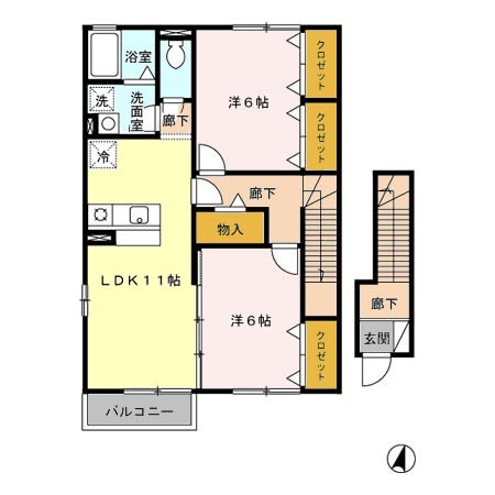 半田市白山町のアパートの間取り