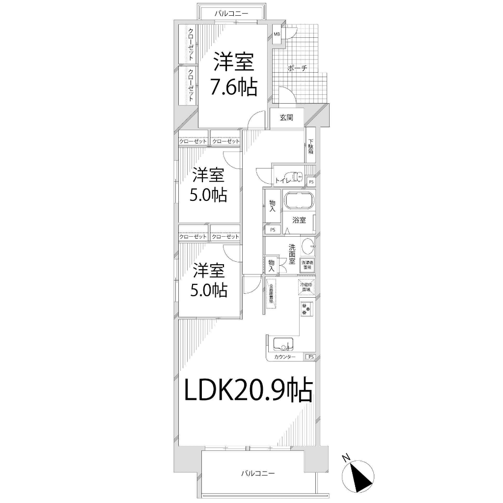 【姫路市東雲町のマンションの間取り】