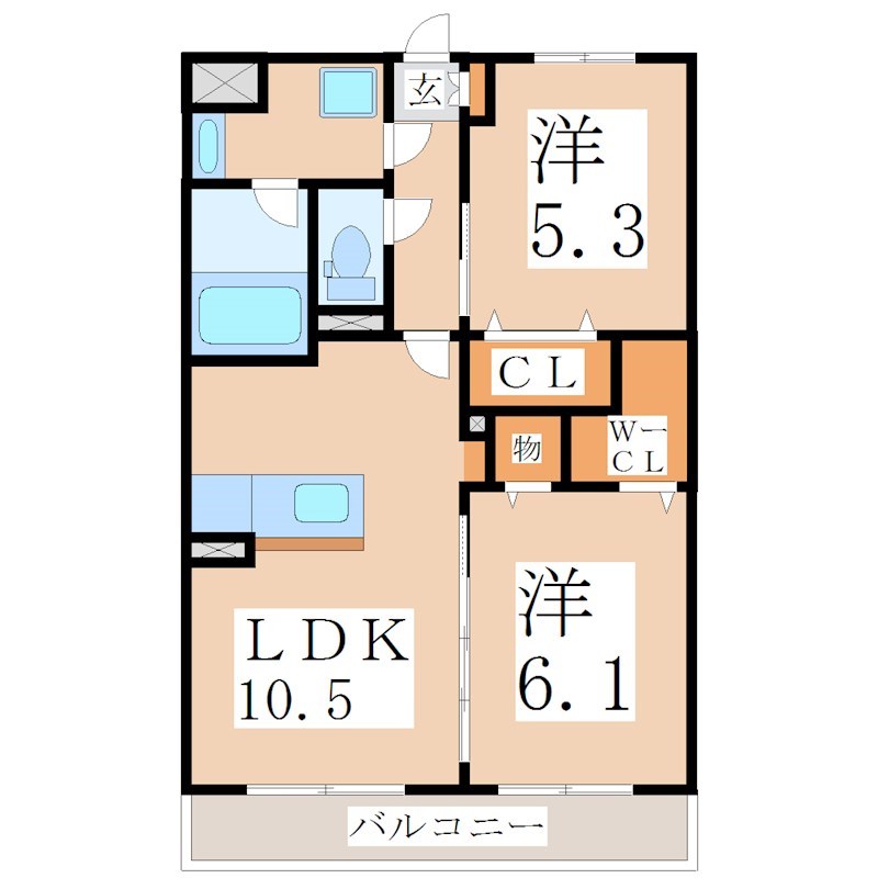 薩摩川内市矢倉町のマンションの間取り