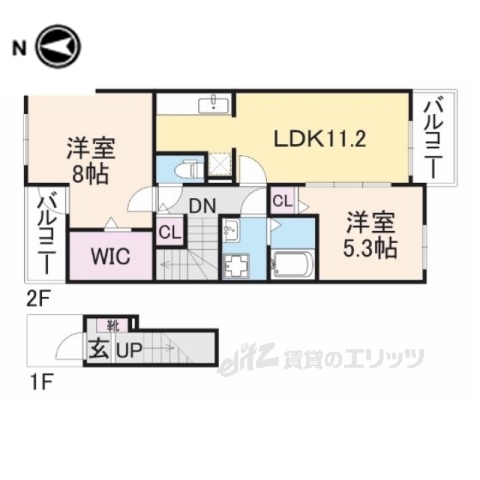 香芝市畑のアパートの間取り