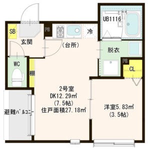 仮称)ハーモニーテラス道徳新町五丁目Bの間取り