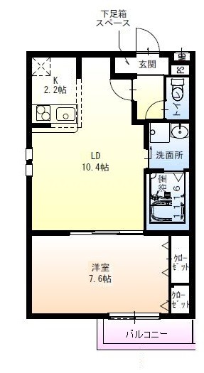 堺市西区浜寺諏訪森町中のアパートの間取り