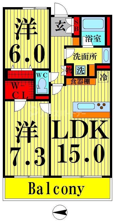 足立区西新井栄町のマンションの間取り