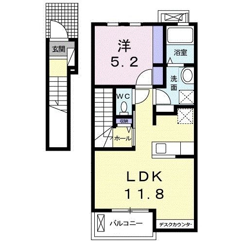 岩沼市下野郷のアパートの間取り