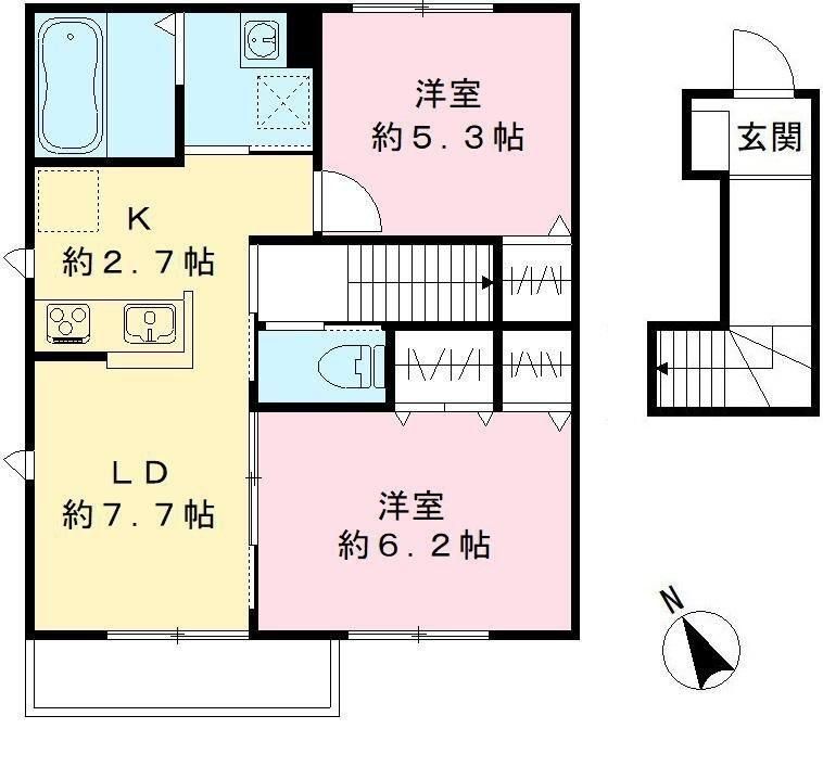 三鷹市大沢のアパートの間取り