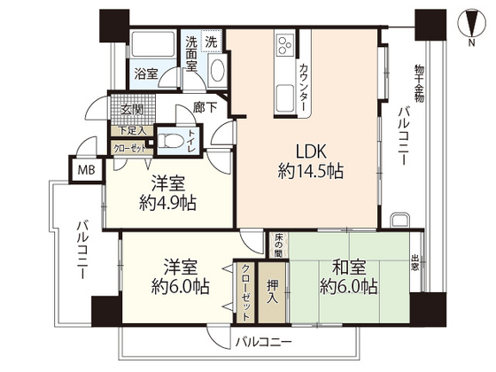 広島市中区住吉町のマンションの間取り