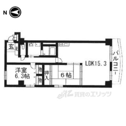 京都市右京区西京極郡町のマンションの間取り