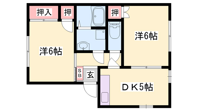 神戸市西区中野のアパートの間取り