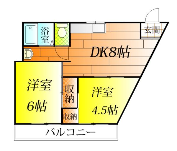 羽曳野市高鷲のマンションの間取り