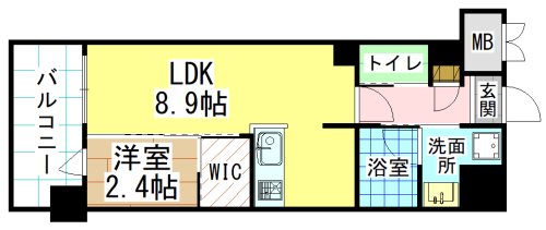 北九州市小倉北区片野のマンションの間取り