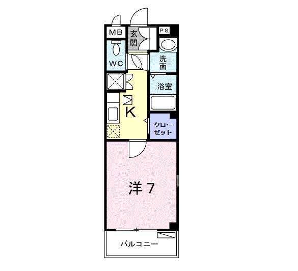 岡山市北区津島東のアパートの間取り