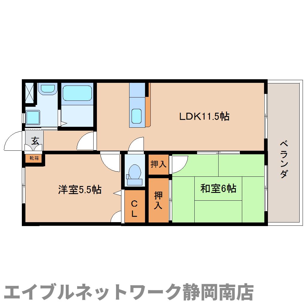 静岡市駿河区石田のマンションの間取り