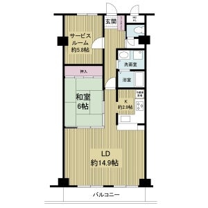 堺市北区中百舌鳥町のマンションの間取り