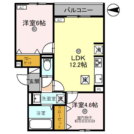 西宮市青木町のアパートの間取り