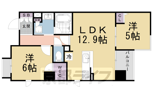 京都市中京区左京町のマンションの間取り